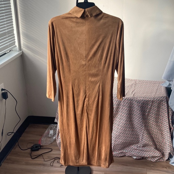 Sami & Jo dress collared camel colored casual boho office neutral business L - Picture 6 of 17